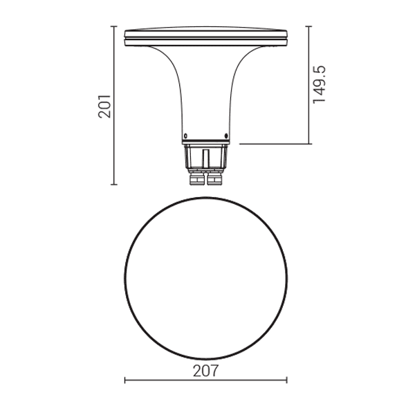 Leuchtenkopf zu Pollerleuchte CANTHARELLUS 200 – Bild 2